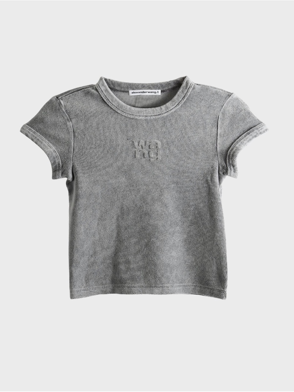 Alexander Wang Grey Short Sleeve Embossed Logo Tee